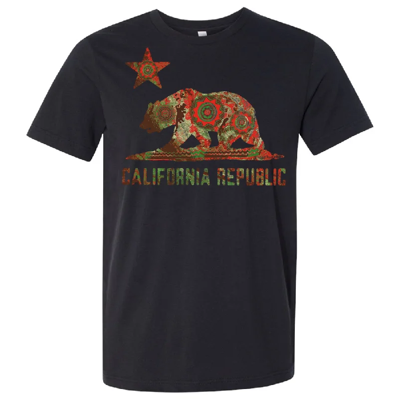 ladies' ruched front blouse -California Chumash Mandala Bear Asst Colors Mens Lightweight Fitted T-Shirt/tee