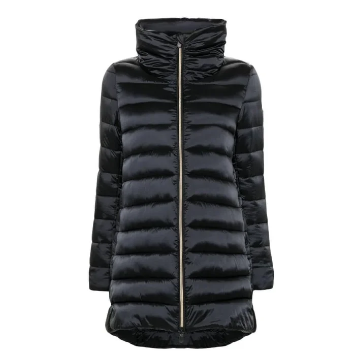 sleek minimalist coat for women -Save the Duck Womens Lydia 3/4 Puffer Coat Black