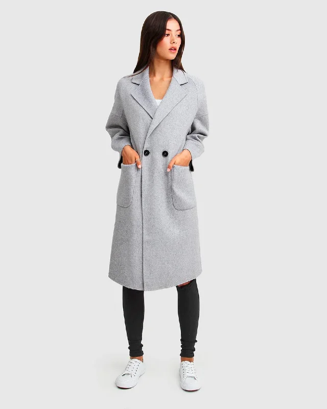 women's stylish blazer -Publisher Double-Breasted Wool Blend Coat