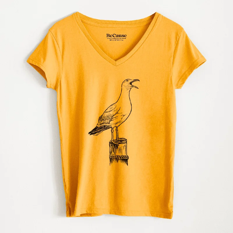 loose-fitting tunic top for women -California Gull - Larus californicus - Women's 100% Recycled V-neck