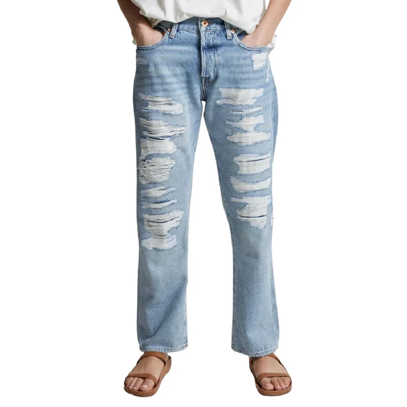 trendy acid-wash jeans for women -Nori Jean In Super Destroy Wash