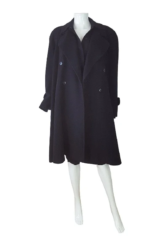 women's sherpa-lined jacket -KL by KARL LARGERFELD Vintage Black Wool Opera Coat (14)