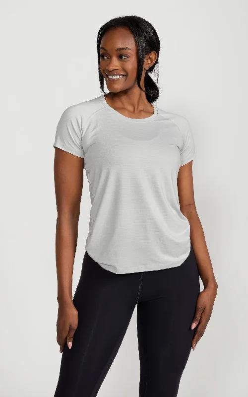 trendy velvet crop top for ladies -Women's Lux-Tech Shirt in Lunar Rock