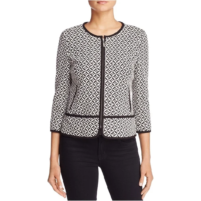 women's reversible coat -Finity Womens Geometric Ponte Jacket