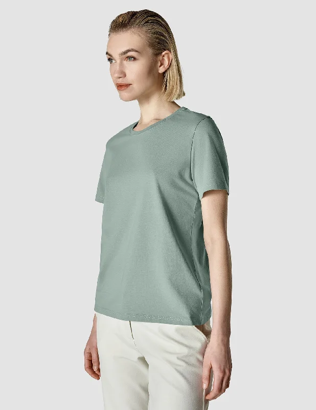 ladies' cold-shoulder top -Supima T-shirt Calm Green