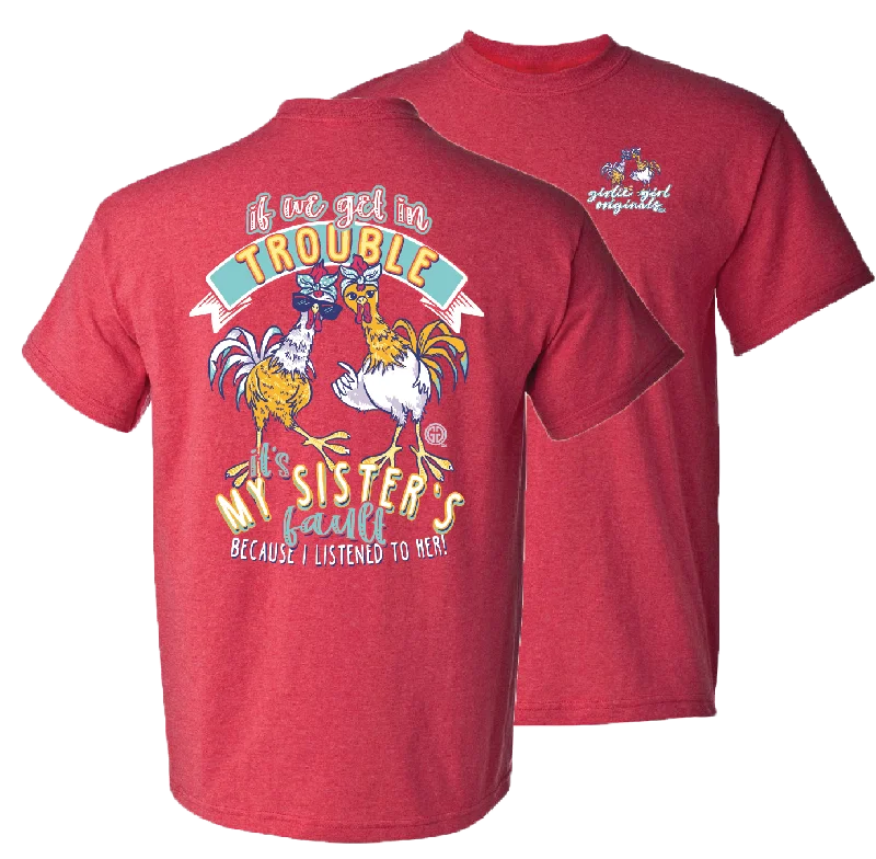 cute graphic tee for ladies -2650 Sister's Fault Heather Red