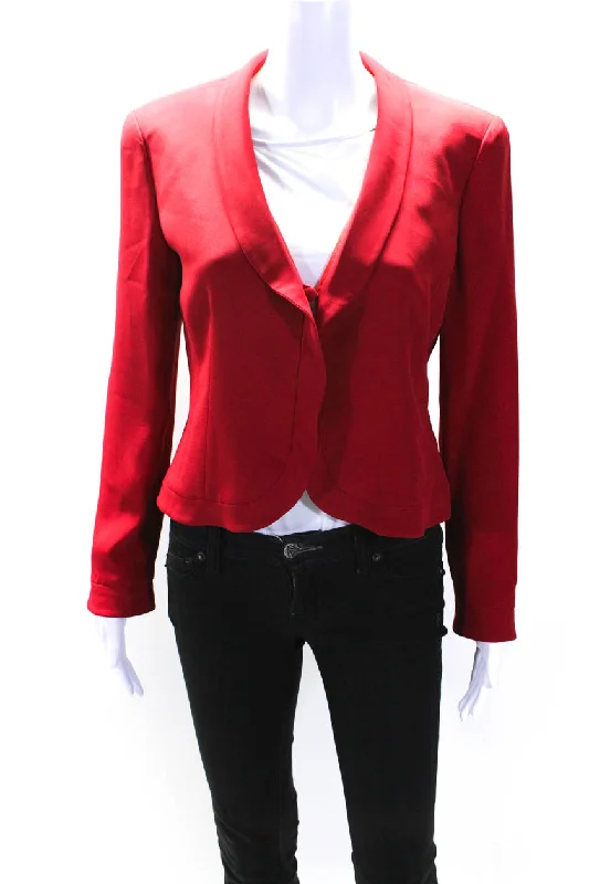 oversized women's coat -Armani Collezioni Womens Lined Shawl Collar Button Down Jacket Red