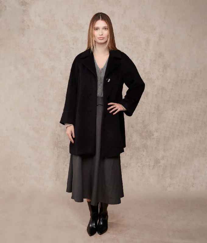 fashionable belted wool coat for women -Swing Suri Coat