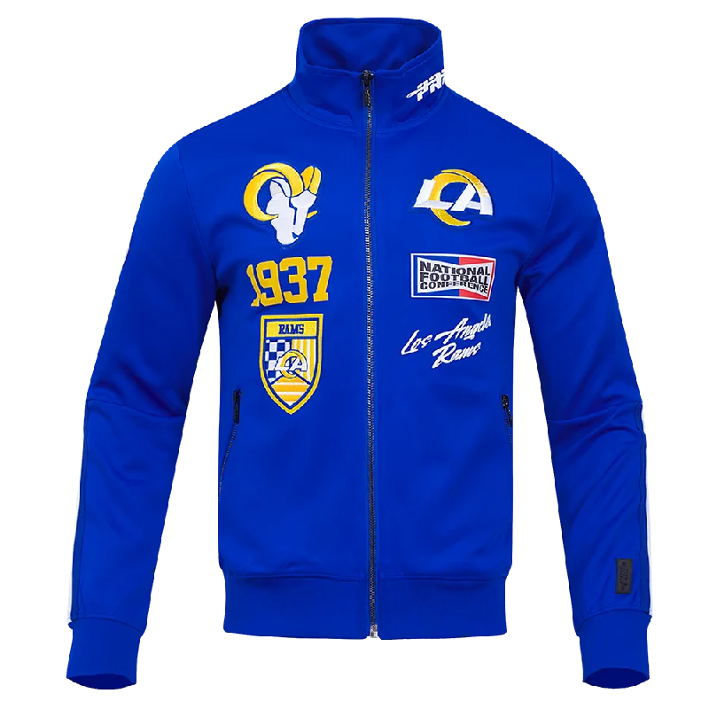 women's stylish blazer -NFL LOS ANGELES RAMS FAST LANE DK TRACK JACKET (ROYAL BLUE)