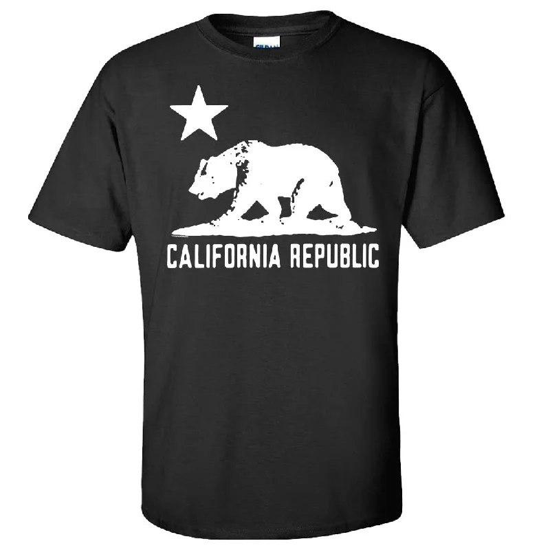 fashionable twisted hem top for women -California Flag Oversized White Silhouette T-shirt/tee