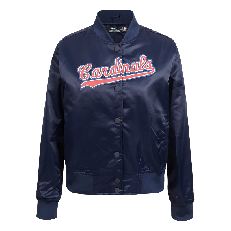 sporty track jacket for women -MLB ST. LOUIS CARDINALS CLASSIC WOMEN'S SATIN JACKET (MIDNIGHT NAVY)