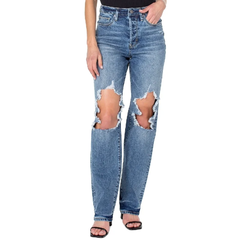 women's raw hem jeans -Earnest Sewn Women's Full Length Denim Jeans Blue