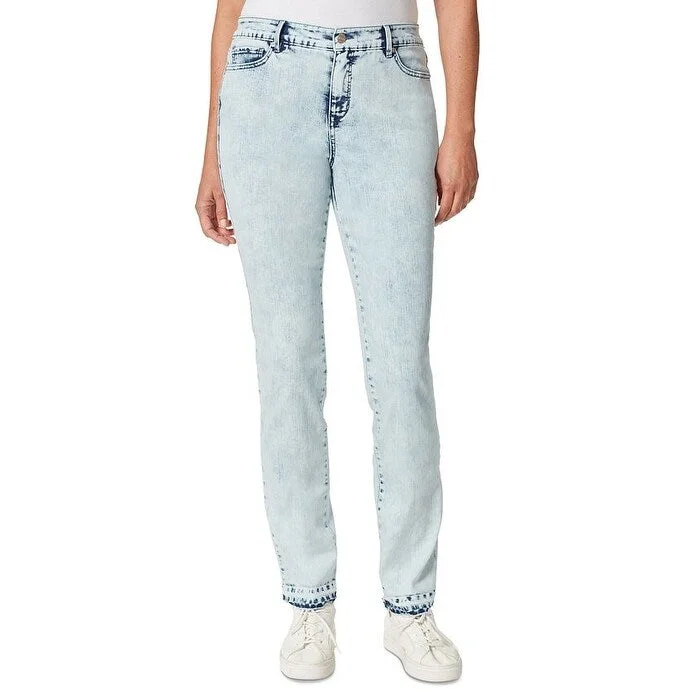 women's ripped high-waisted denim -Gloria Vanderbilt Women's Straight Fit Slim Leg Jeans Blue Size 6