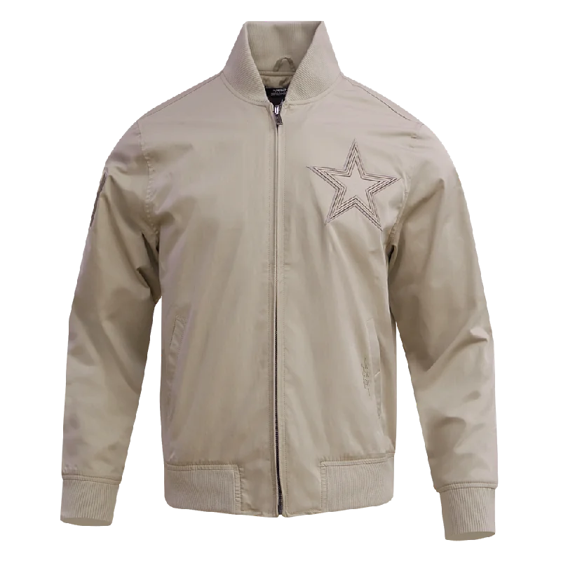 ladies' fleece zip-up jacket -NFL DALLAS COWBOYS NEUTRAL TWILL JACKET (TAUPE)