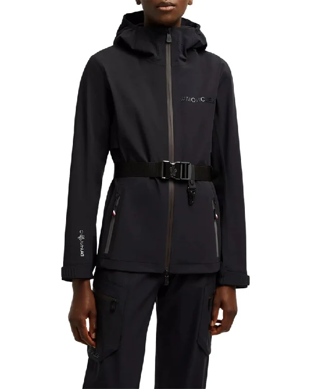 women's double-breasted coat -Moncler Fex Hooded Shell Jacket