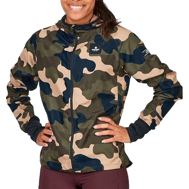 warm shearling coat for women -SAYSKY Camo Pace Womens Running Jacket - Green