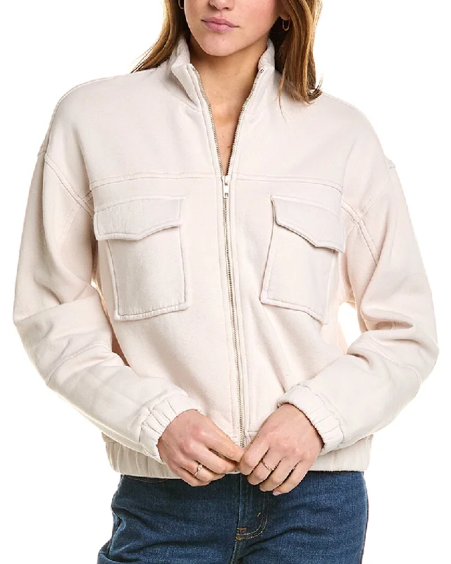 cropped faux leather jacket for women -Monrow Seamed Bomber Jacket