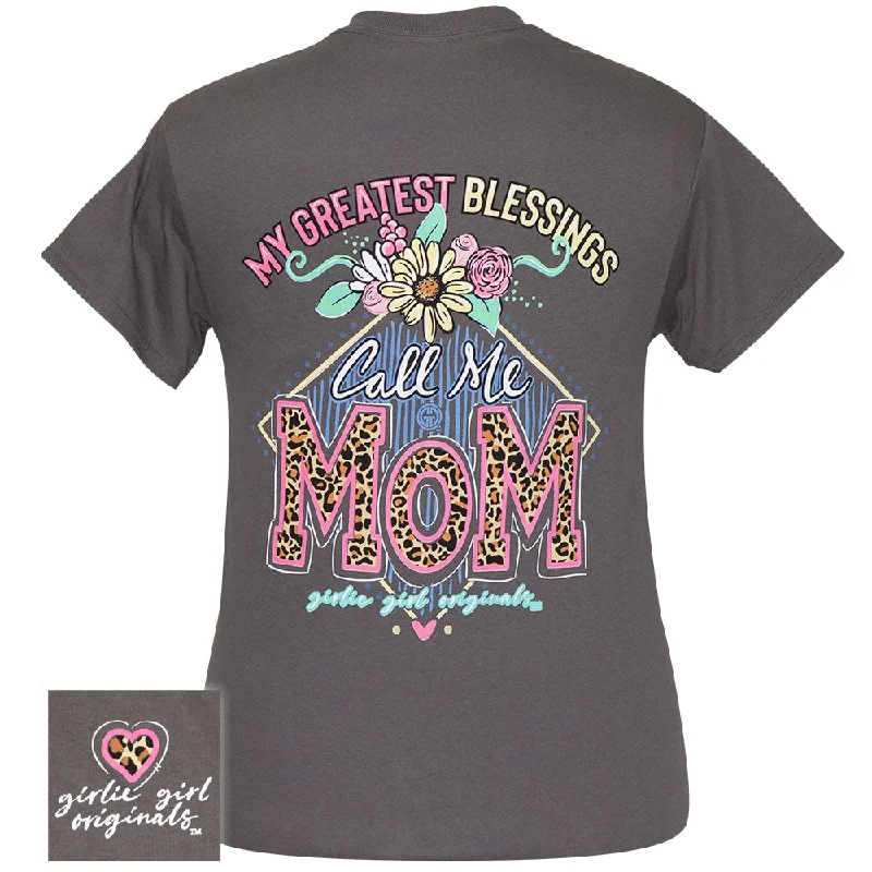 ladies' floral print top -CALL ME MOM - CHARCOAL SS-2426