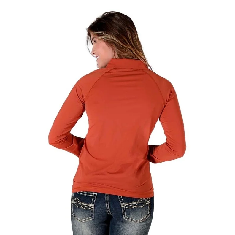 women's outdoor fleece jacket -Cowgirl Tuff Western Jacket Womens Lightweight Zip Rust 100560