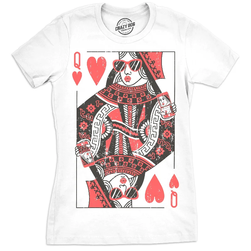 stylish surplice wrap top for women -Queen Of Hearts Women's T Shirt