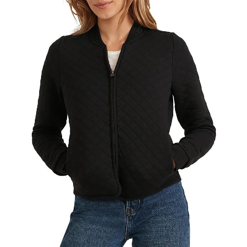 sleek minimalist coat for women -Marine Layer Womens Quilted Long Sleeve Bomber Jacket