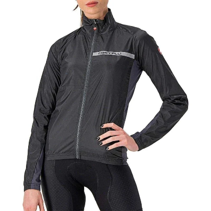 luxury designer winter coat for women -Castelli Squadra Stretch Womens Cycling Jacket - Black