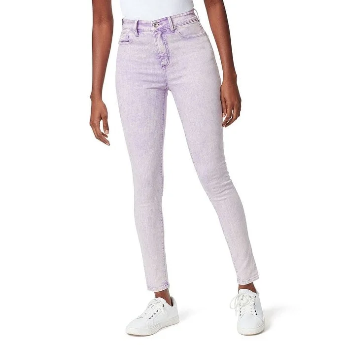 women's high-waisted skinny jeans -Anne Klein Women's Denim Faded Skinny Jeans Purple Size 16