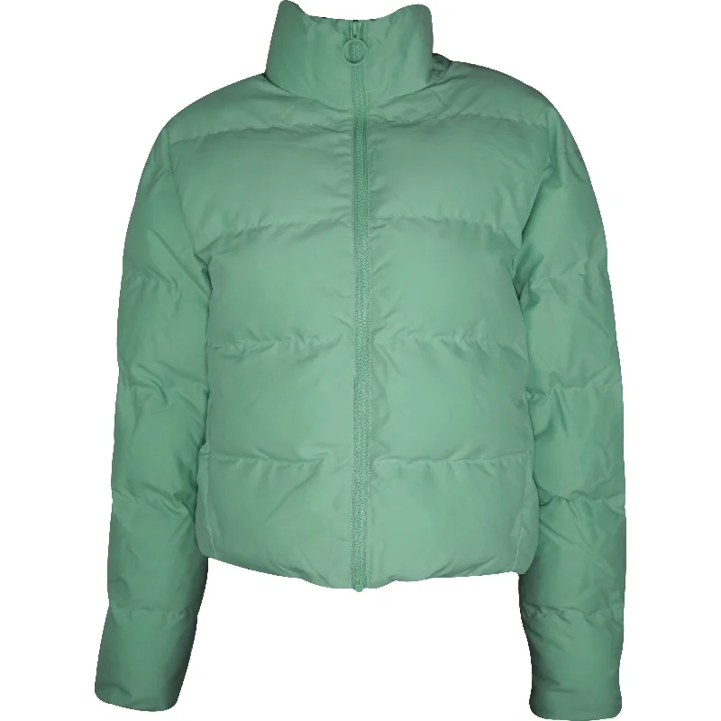 ladies' long hooded winter coat -Gymshark Womens Puffer Jacket - Green