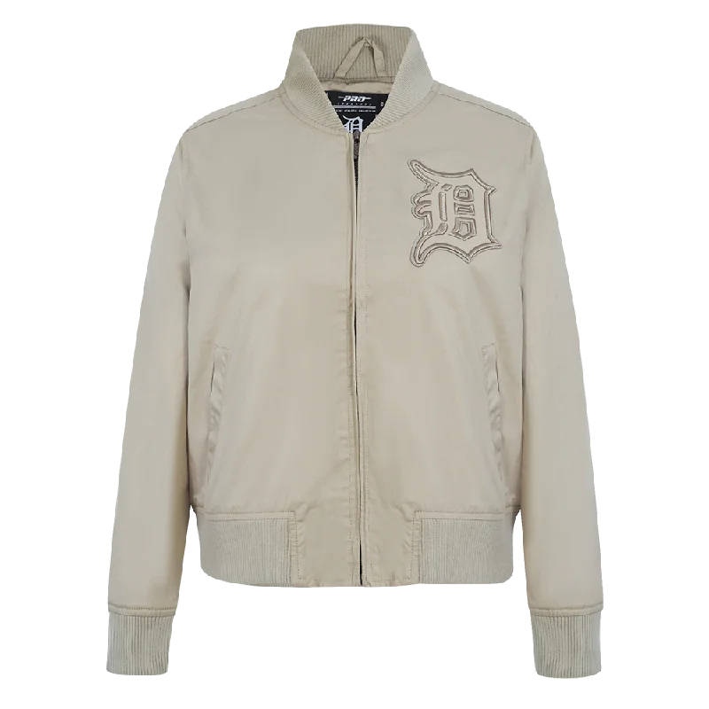 stylish leather jacket for women -MLB DETROIT TIGERS NEUTRAL WOMEN'S TWILL JACKET (TAUPE)