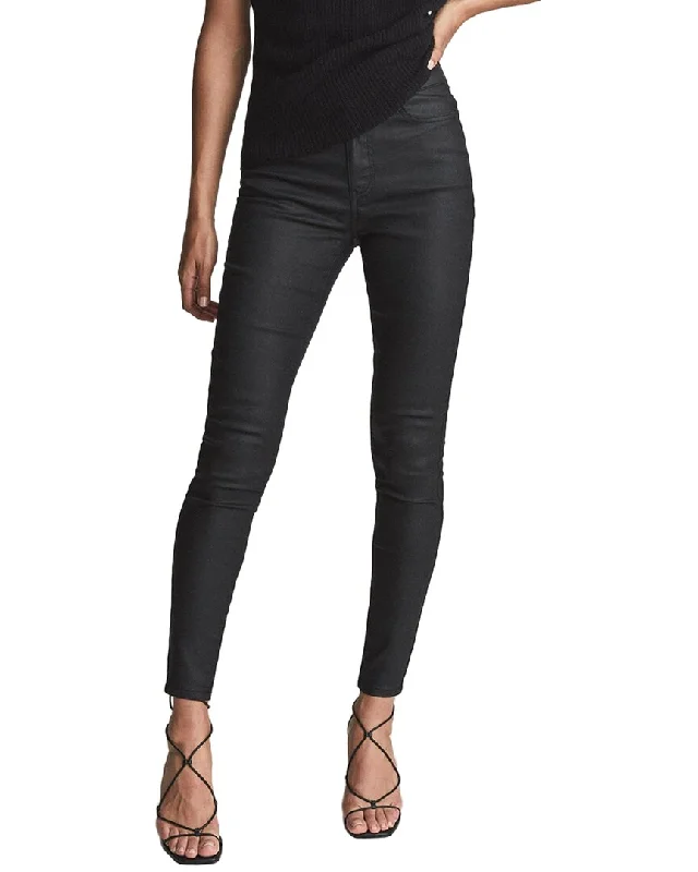 trendy two-tone denim jeans -Reiss Lux Coated Mid Rise Skinny Jeans