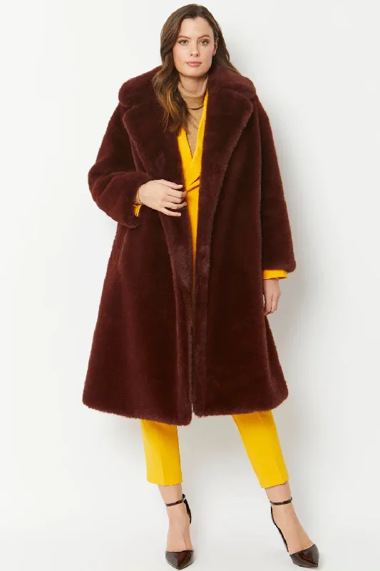 cozy oversized wrap coat for women -Chocolate Faux Fur Coat