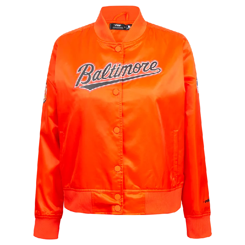 versatile trench coat for ladies -MLB BALTIMORE ORIOLES CLASSIC WOMEN'S SATIN JACKET (ORANGE)