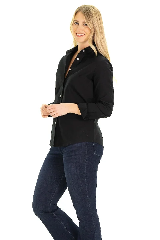 relaxed-fit tunic tee for women -The Sheridan Top in Black Oxford