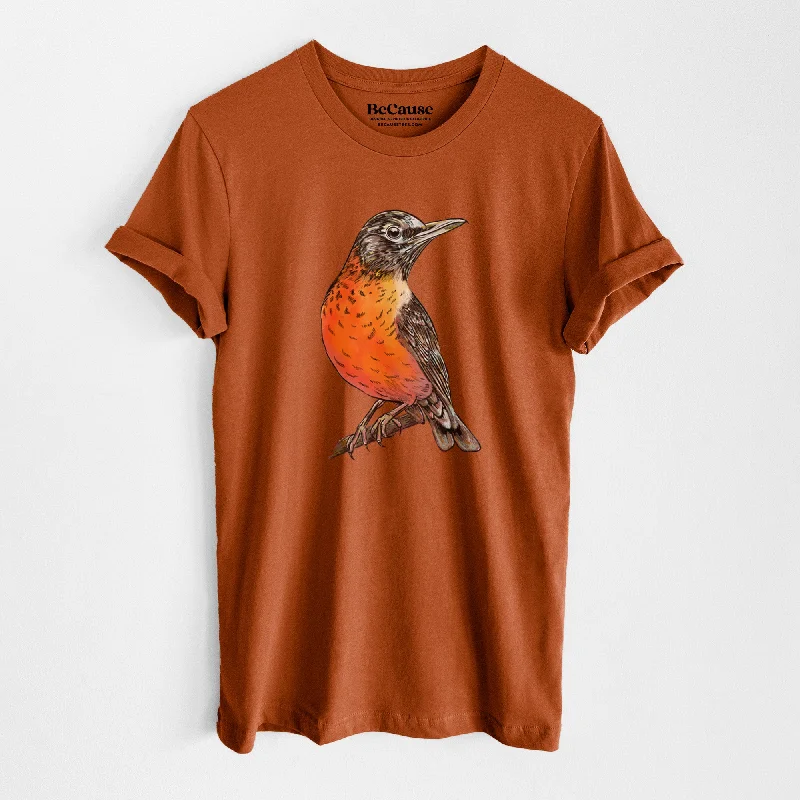 ladies' flowy chiffon blouse -Vibrant American Robin - Turdus migratorius - Lightweight 100% Cotton Unisex Crewneck