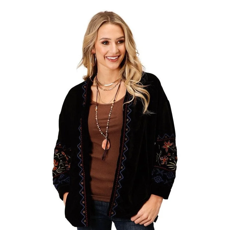 ladies' cashmere overcoat -Roper Western Jacket Womens Open Front Romantic 03-096-0565-1044 BL