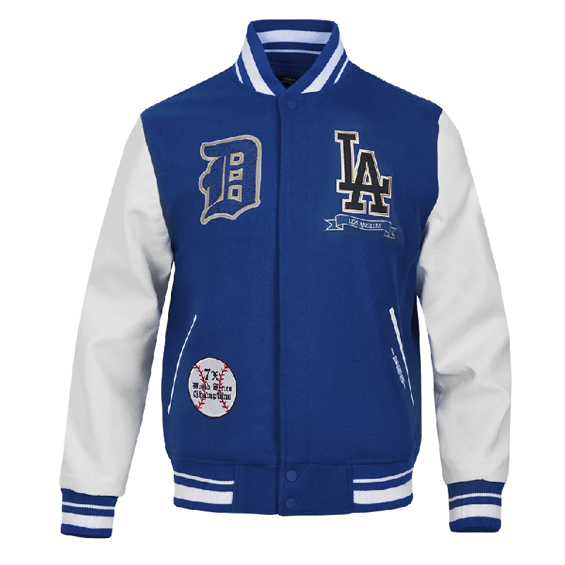 trendy plaid coat for women -MLB LOS ANGELES DODGERS PRO PREP WOOL VARSITY JACKET (DODGER BLUE/WHITE)