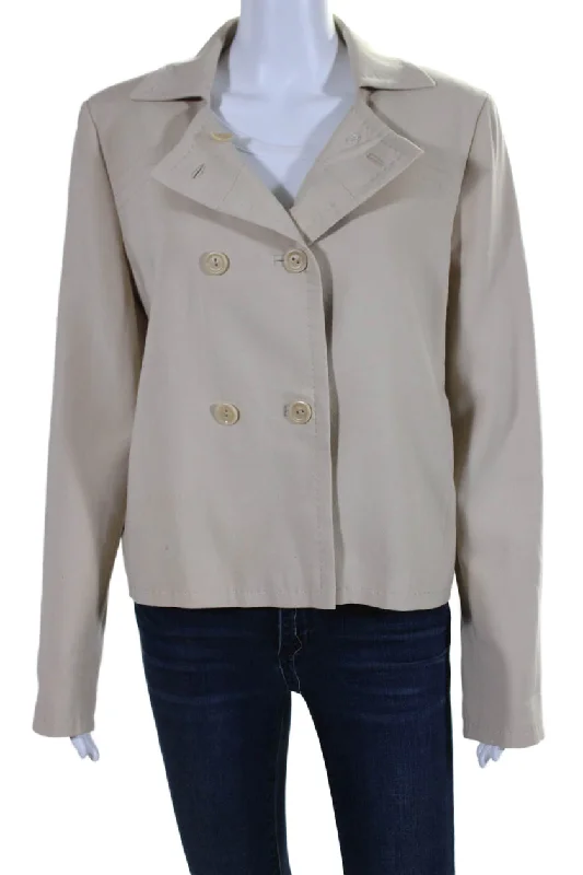 oversized women's coat -Max Mara Womens Collared Double Breast Buttoned Long Sleeve Jacket Beige