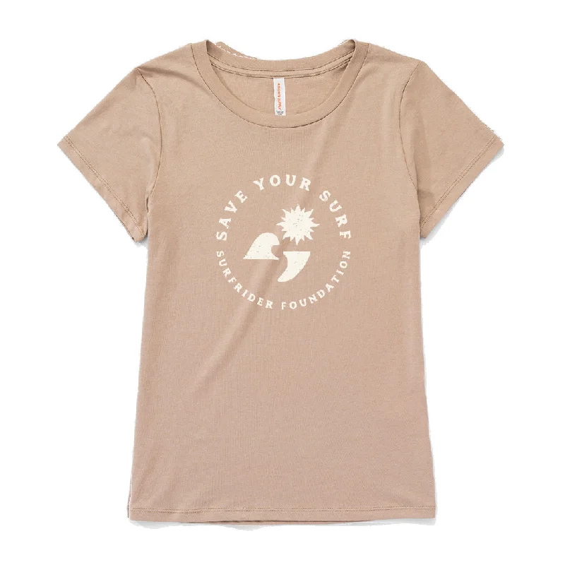 women's sporty zip-up pullover -Womens Save Your Surf Tee - Oatmeal