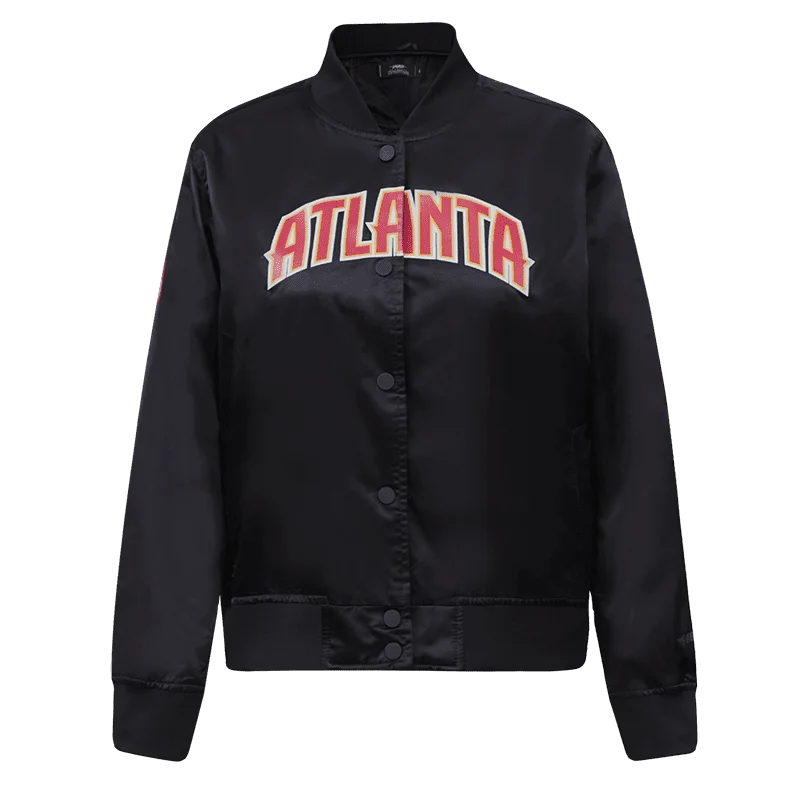 ladies' long hooded winter coat -NBA ATLANTA HAWKS CLASSIC WOMEN'S SATIN JACKET (BLACK)