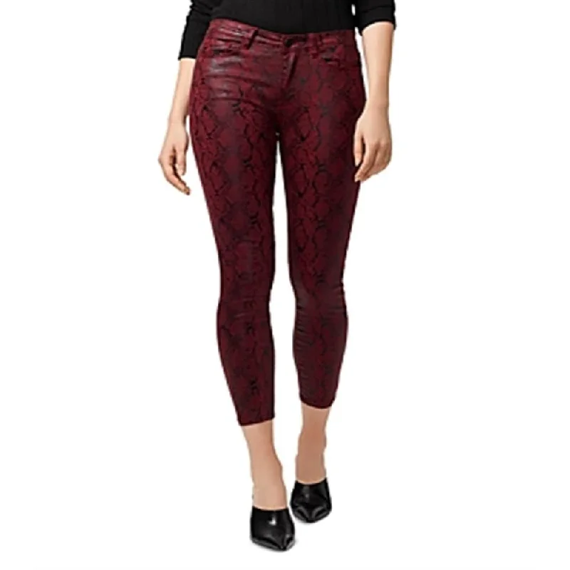 women's mid-rise skinny jeans -Sanctuary Women's Social Standard Denim Snake Print Skinny Jeans Red- Size 24