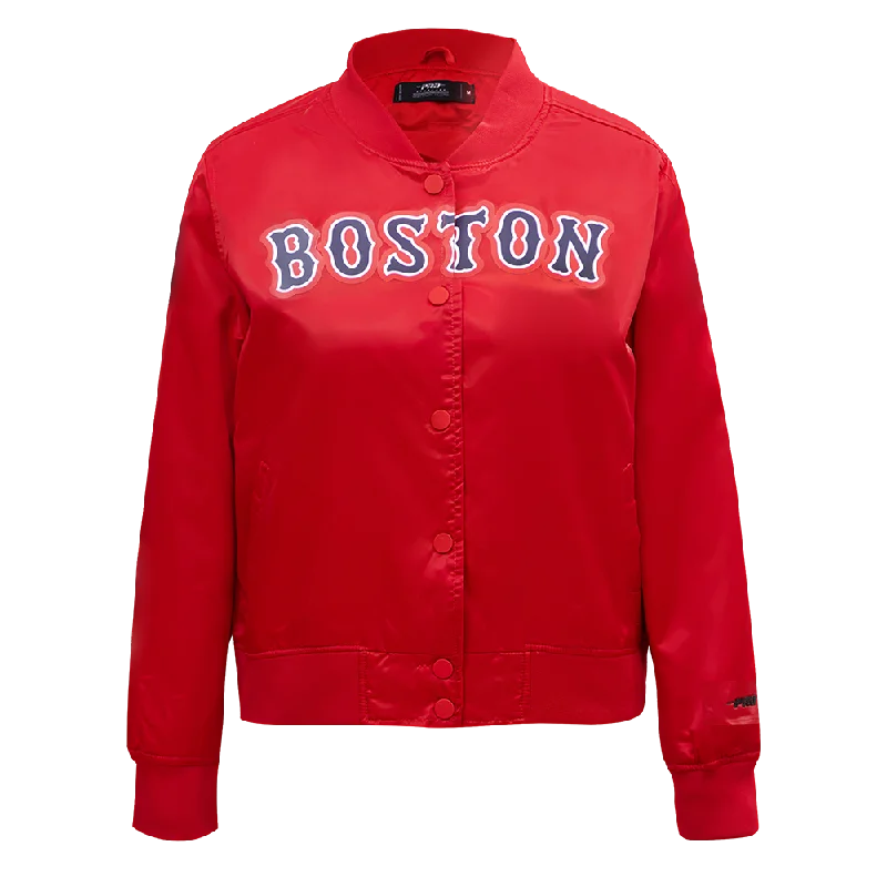 ladies' puffer jacket -MLB BOSTON RED SOX CLASSIC WOMEN'S SATIN JACKET (RED)