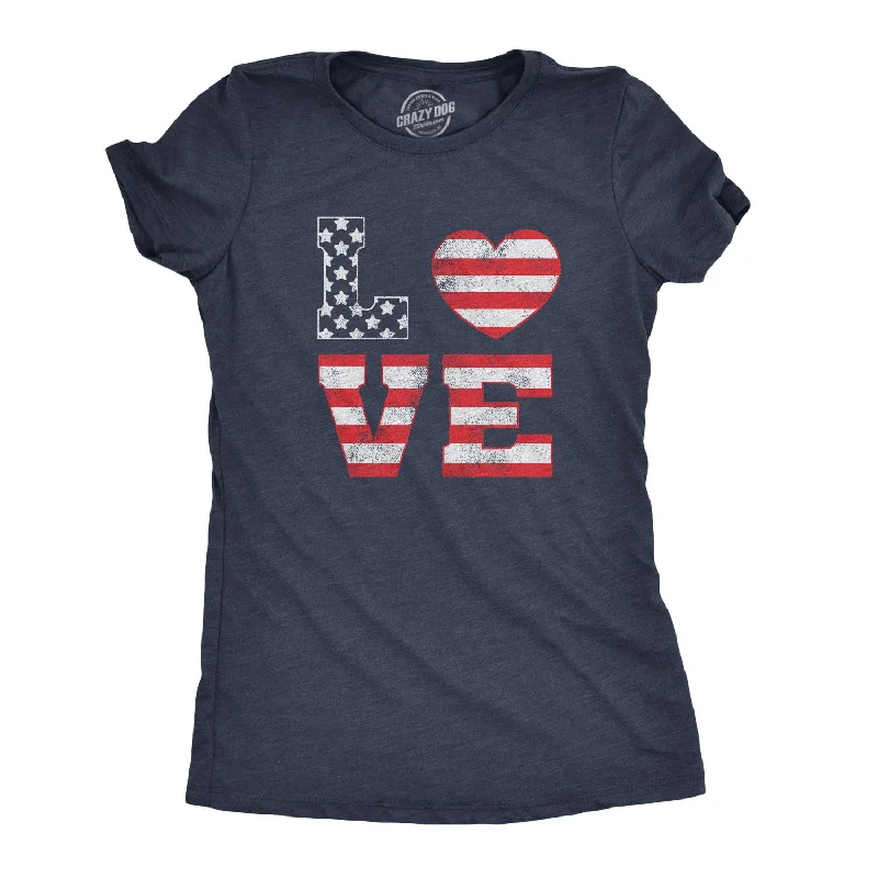 women's breathable activewear top -Love American Flag Women's T Shirt