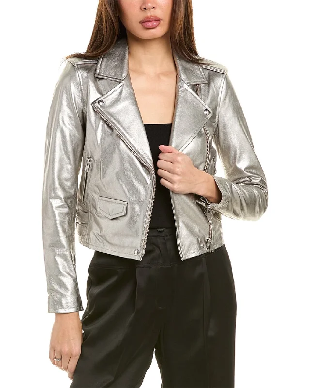 women's stylish blazer -IRO Ashville Leather Moto Jacket