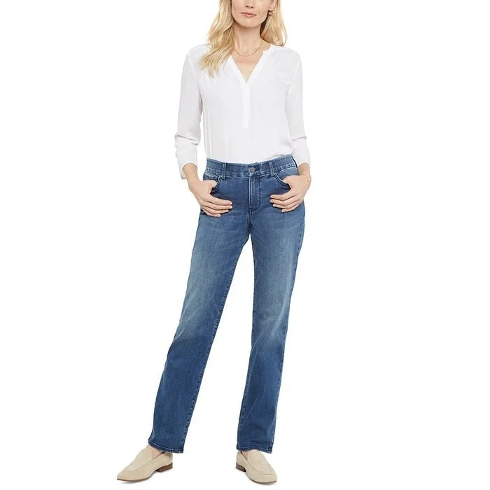 women's wide-leg high-rise jeans -NYDJ Women's Waist Match Marilyn Straight Leg Jeans Blue Size X-Small - XS