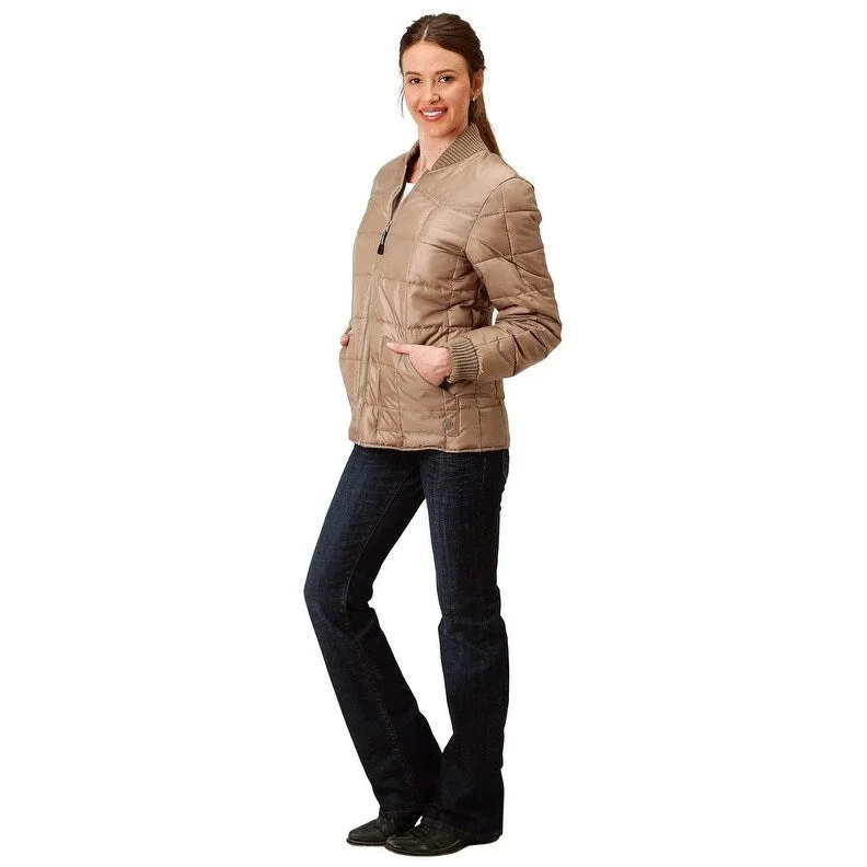 lightweight packable jacket for women -Roper Western Jacket Womens Quilted Khaki 03-098-0761-0523 BR