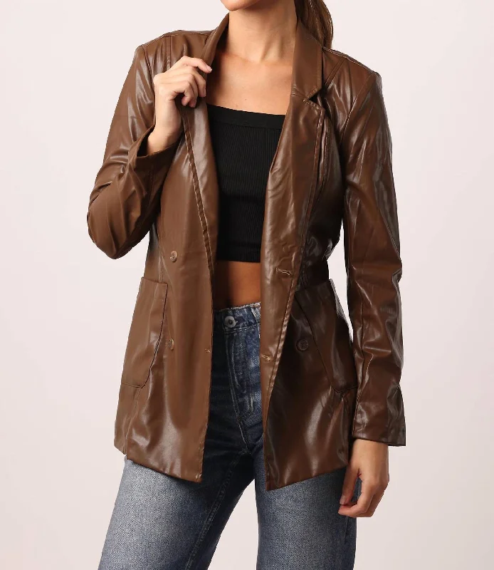 sporty track jacket for women -Paige Blazer Sequoia Jacket in Brown