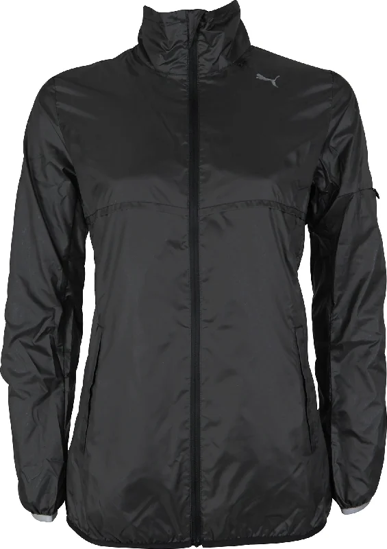 waterproof windproof raincoat for women -Puma Lightweight Womens Running Jacket - Black