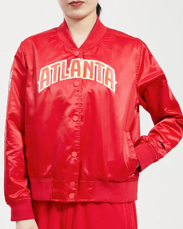 women's oversized corduroy jacket -NBA ATLANTA HAWKS CLASSIC WOMEN'S SATIN JACKET (RED)