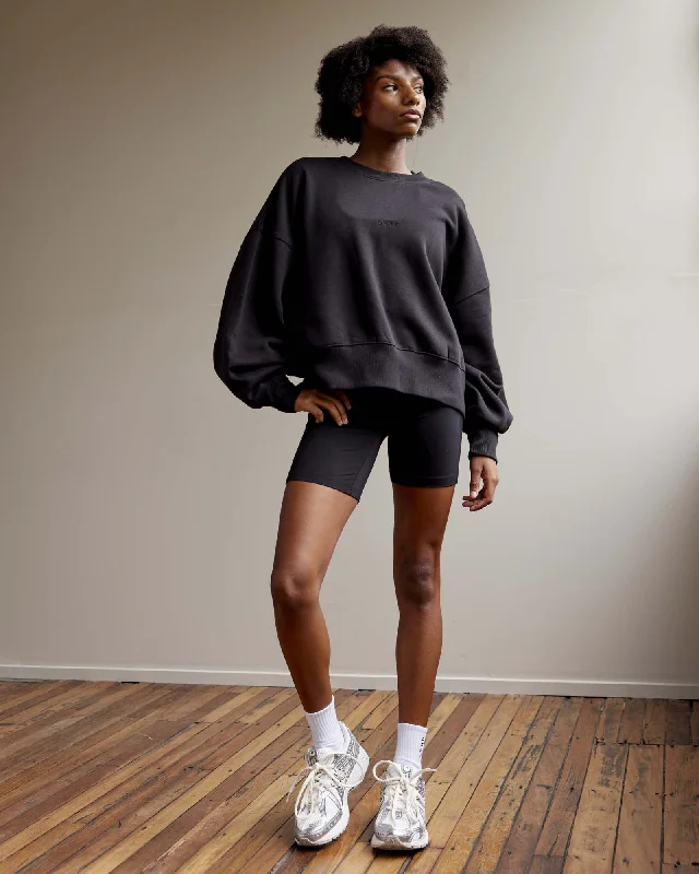 women's minimalist turtleneck top -MVP Oversized Sweater - Black