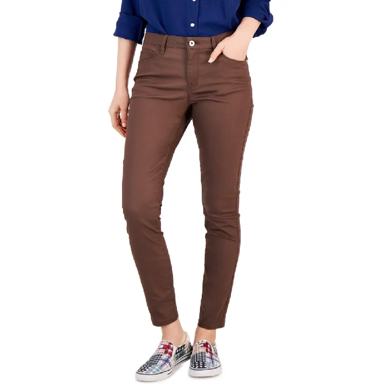 women's wide-leg denim trousers -Tommy Hilfiger Women's Coated Skinny Ankle Jeans Brown